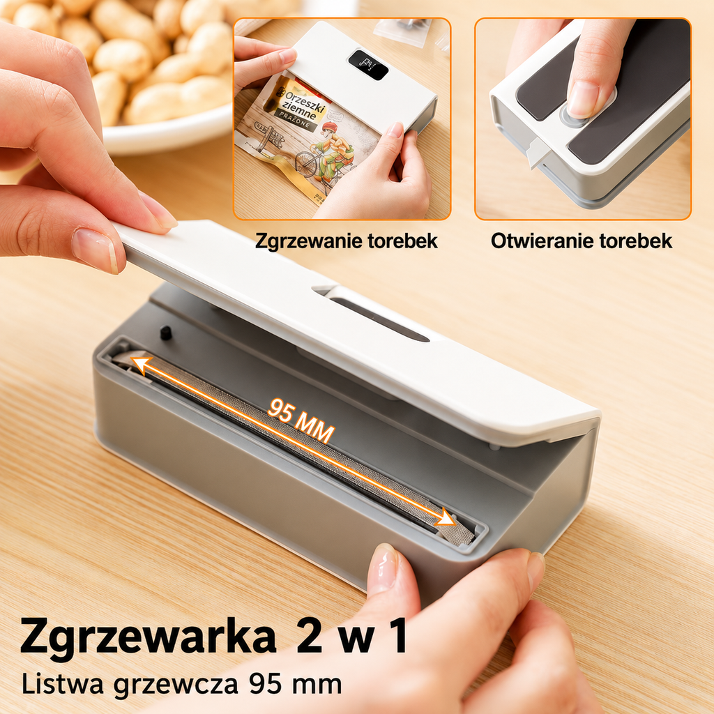 Przenośna zgrzewarka kuchenna do torebek 2w1 USB-C